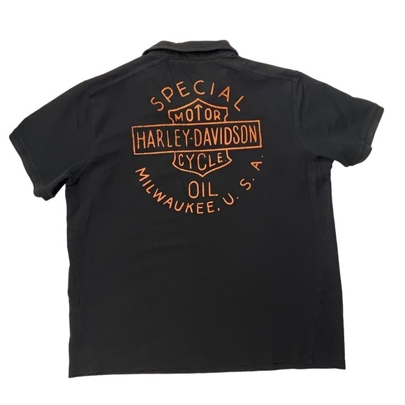 Harley-Davidson Black Short Sleeve Motorcycle Printed Back Polo Shirt Mens 3XL - Picture 2 of 3